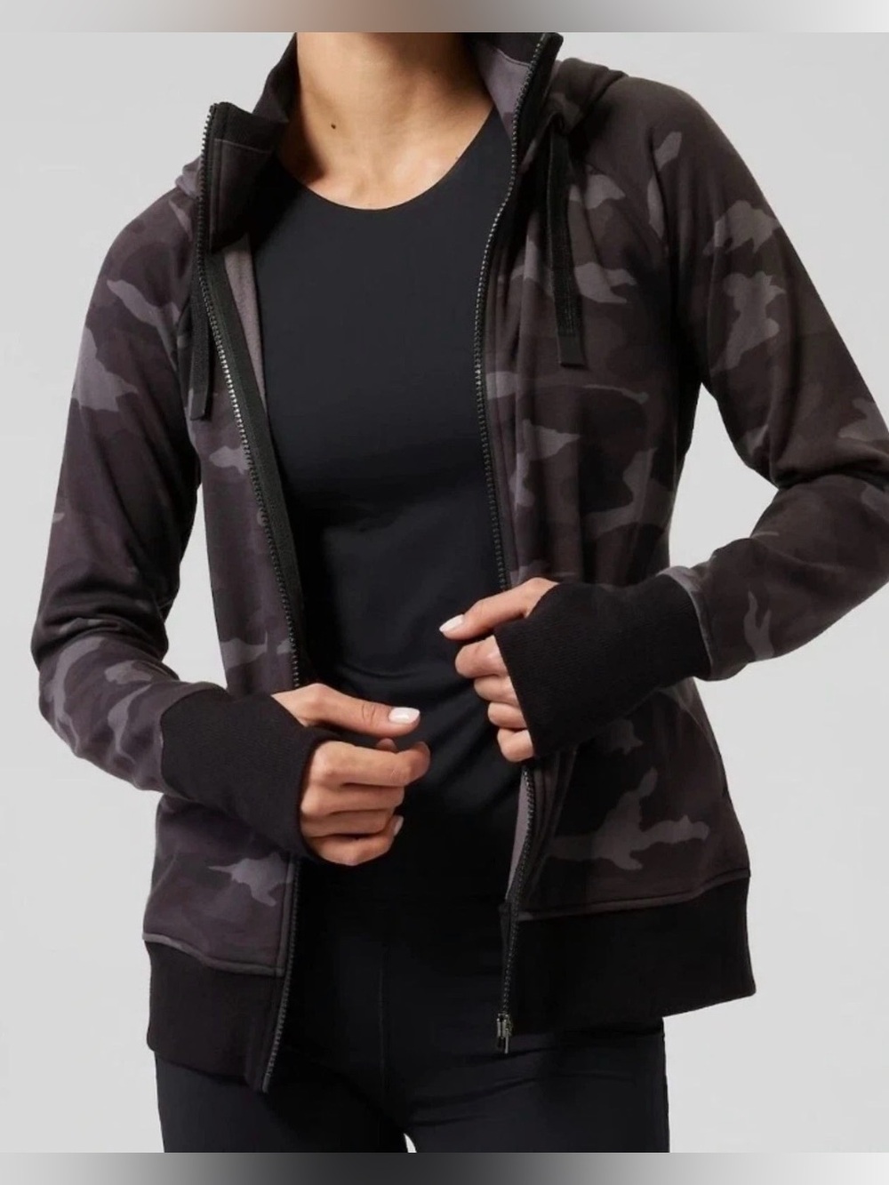 Athleta Triumph Full Zip Womens Camouflage Sweater Size Large